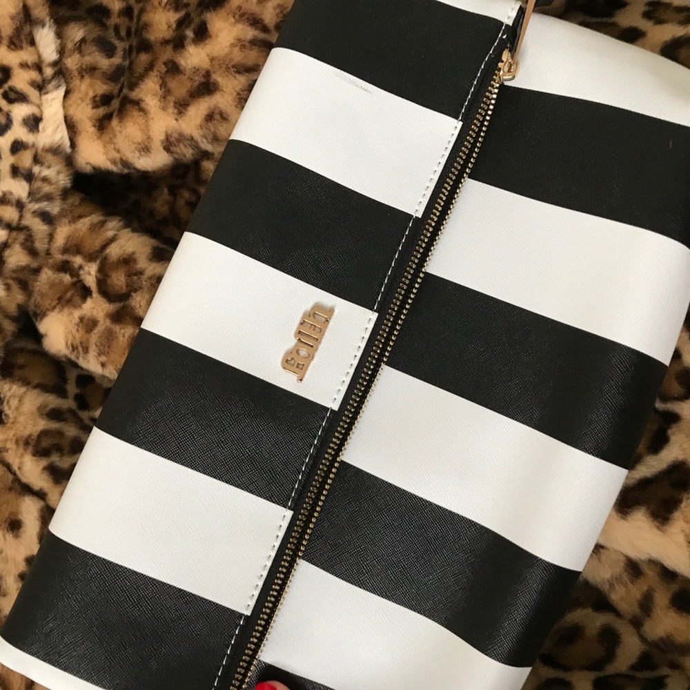 Black and White Stripe Faith Clutch
